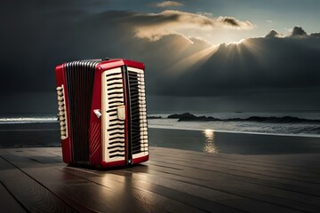 the accordion on the beach