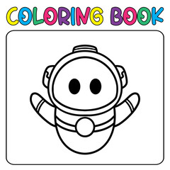 Obraz premium Vector cute robot for children's coloring page vector icon illustration