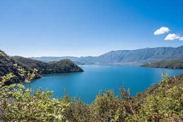 Fototapeta na wymiar Natural Scenery of Lugu Lake Plateau Lakes in the Yunnan-Guizhou Plateau, China