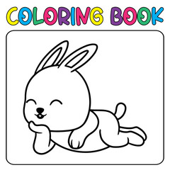 Vector cute bunny for children's coloring page vector icon illustration