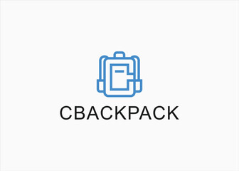 Fototapeta premium letter c with a backpack logo design vector silhouette illustration