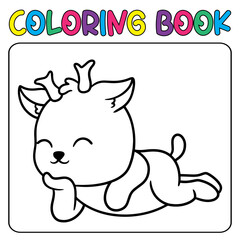 Vector cute deer for children's coloring page vector icon illustration
