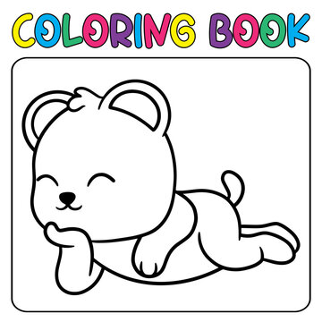 Vector cute panda bear for children's coloring page vector icon illustration