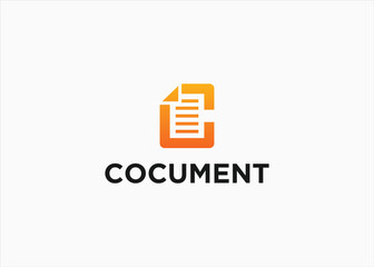 letter c with document logo design vector silhouette illustration