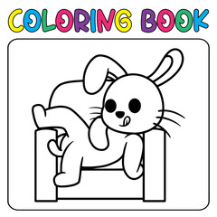 Vector cute lazy bunny for children's coloring page vector icon illustration