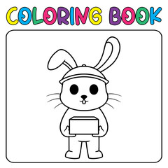 Vector cute bunny for children's coloring page vector icon illustration