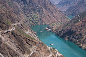 Obraz na płótnie Canvas China the Yunnan-Guizhou Plateau Cliff Highway