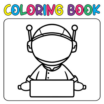Vector cute astronaut for children's coloring page vector icon illustration