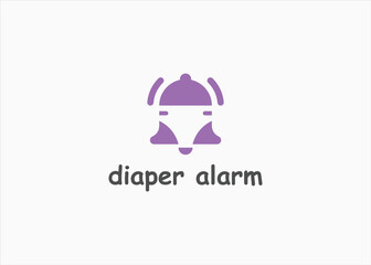 diaper with bell logo design vector silhouette illustration