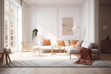 Obraz premium modern living room AI generated.