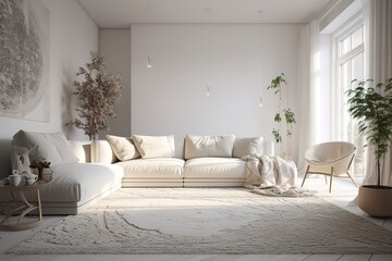 Obraz premium living room interior AI generated.