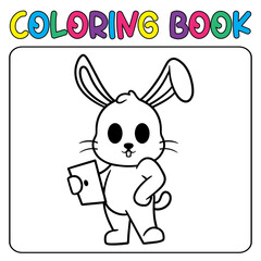 Obraz na płótnie Canvas Vector cute bunny for children's coloring page vector icon illustration