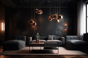 modern living room with sofa in grey  AI generated.