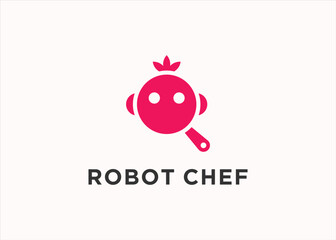 cooking robot logo design vector silhouette illustration