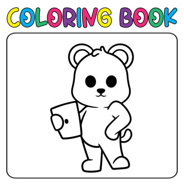 Vector cute panda bear for children's coloring page vector icon illustration