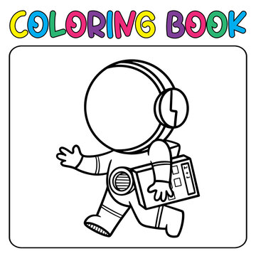 Vector cute astronaut for children's coloring page vector icon illustration