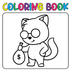 Vector cute rich dog for children's coloring page vector illustration