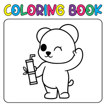 Vector cute panda for children's coloring page vector illustration