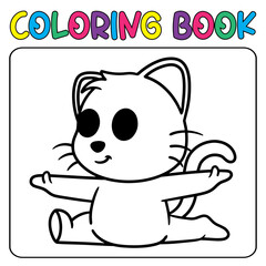 Coloring book cute animal for education cute cat black and white illustration