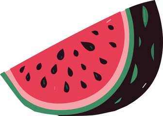 handsketched watermelon slice vector, juicy watermelon illustration, summer, food, melon