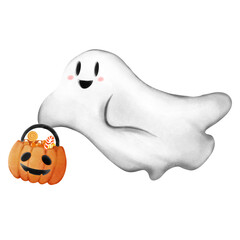 Ghost with pumpkin bucket 