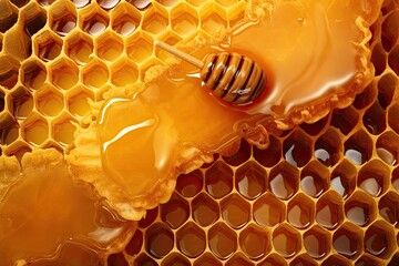 background honeycomb with honey 