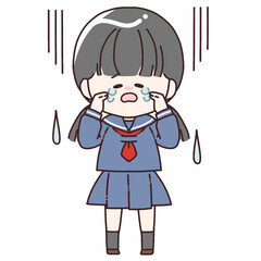 泣く女学生のイラスト