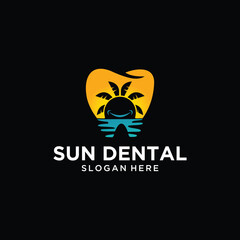 Sun Dental Logo Design Vector