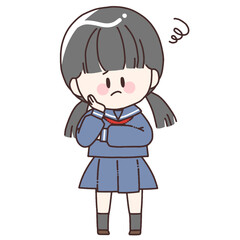 悩む女学生のイラスト
