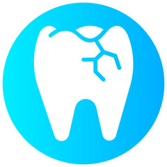 broken tooth round gradient vector icon