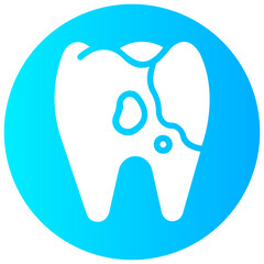 caries tooth round gradient vector icon