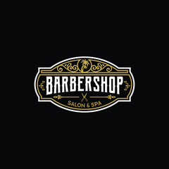 Luxury Barbershop Logo Design Vector