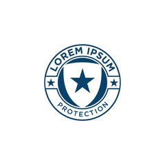 Stamp Star Shield Logo Design Vector