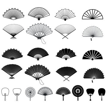 Hand fan icon vector set. Fan illustration sign collection. Hot symbol or logo.