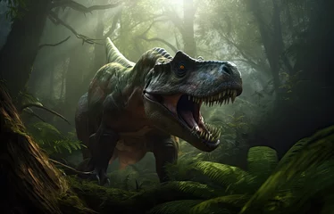 Tableaux ronds sur aluminium Dinosaures Photorealistic beautiful and scary dinosaurus T-rex.