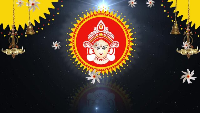 DURGA PUJA LED VIDEO BACKGROUND with Bell and Burning Lamp