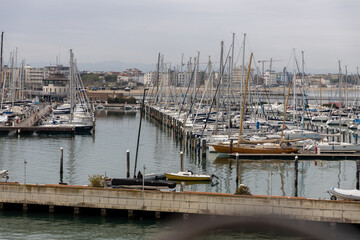 View of Rimini seaside in Italy, Europe.