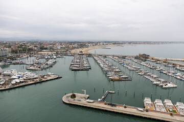 Fototapeta na wymiar View of Rimini seaside in Italy, Europe.