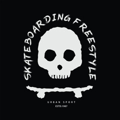 Skateboard illustration for t shirt, poster, logo, sticker, or apparel merchandise.