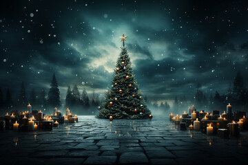 Christmas Background with Christmas Tree Ai generative