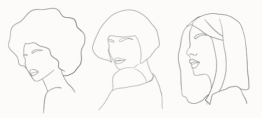 Abstract woman silhouettes set Fashion female portrait in pastel colors. Contemporary art poster. Graphic for social media post