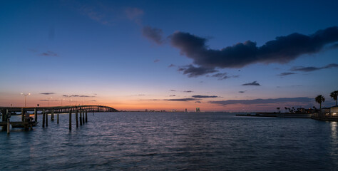 Early Morning Colors Looking at South Padre Island from Port Isabel Texas