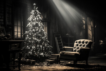 Fototapeta na wymiar Christmas Background with Christmas Tree Ai generative