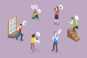 3D Isometric Flat Vector Conceptual Illustration of OCD, Obsessive Compulsive Disorder