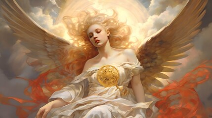 Beautiful Angel Woman background design, christian religion, jesus christ, church, Generative AI
