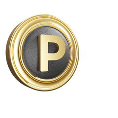 3d golden uppercase letter p