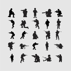 set of soldier vector illustration