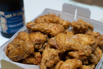 Crispy fried korean chicken wings in soy sauce, South Korea