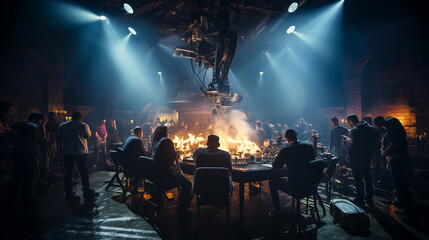 Silhouette images of video production behind the scenes. Generative Ai