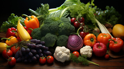 Obraz na płótnie Canvas Vegetables and Fruits. Generative Ai